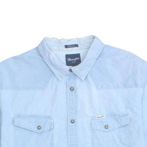 Wrangler Men's Blue Denim Short Sleeve Button-Up Shirt XL