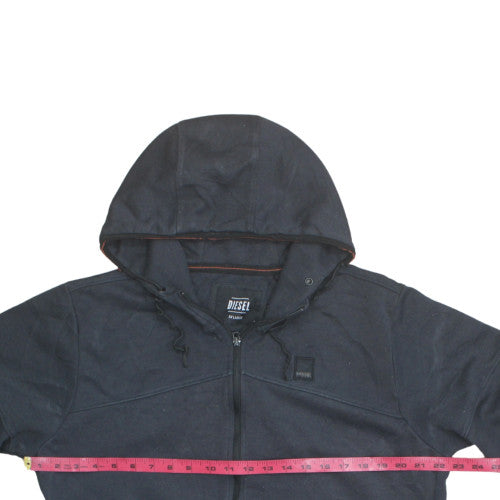 Diesel Men's Black Full Zip Hoodie 2XL Hooded Ring Spun Sweatshirt