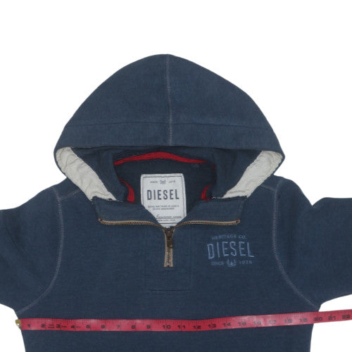 Diesel Men’s Blue 1/2 Zip Hoodie Size M Heavyweight Fleece