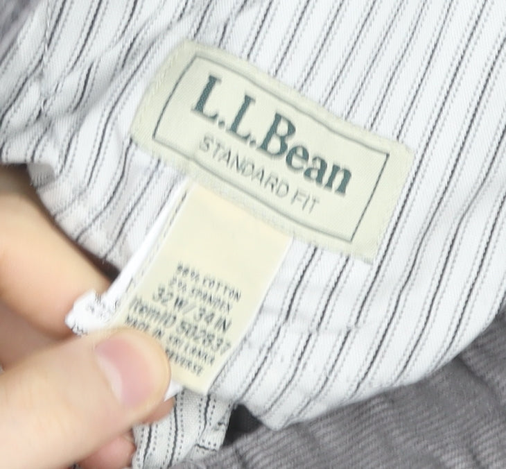 L.L.Bean Men's Grey Corduroy Chino Trousers 32W 34L Regular Fit