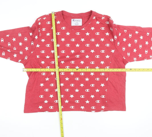 Champion Womens Red Star Logo Long Sleeve Pullover Sweatshirt XL