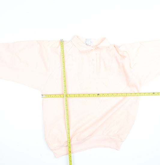 Lavon Womens Pink Collared Henley Knit Jumper Size S Vintage