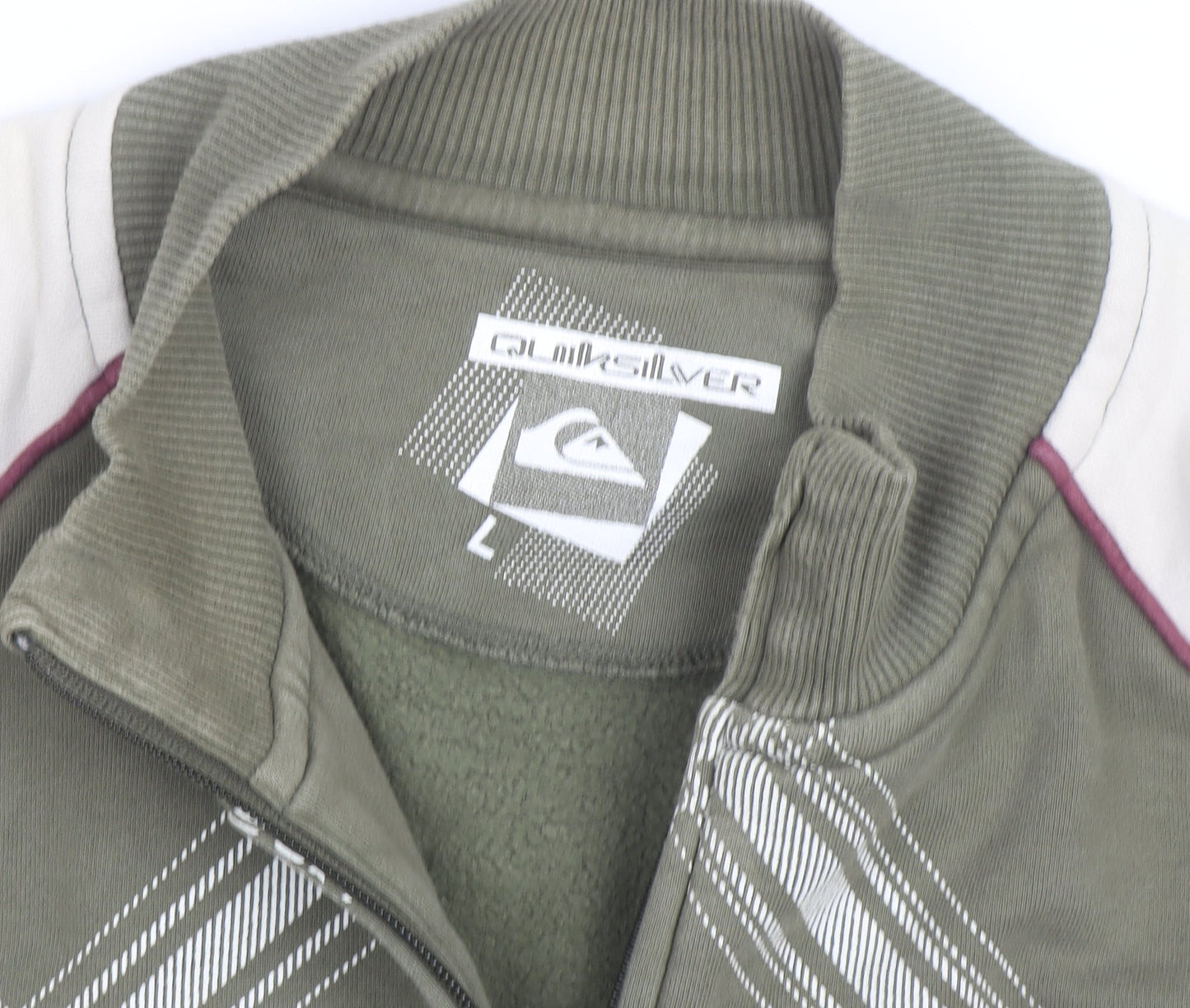 Quiksilver Men's Green & Cream Track Jacket Size L Full Zip Casual