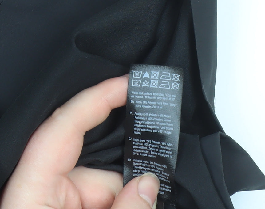 F&F Women’s Black Long Hooded Parka Coat UK 16 Belted Water Resistant
