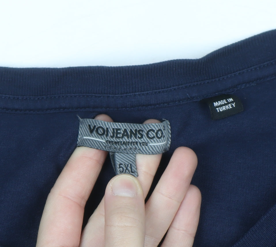 Von Jeans Co. Men's Navy Crew Neck Cotton T-Shirt 5XL Classic Fit