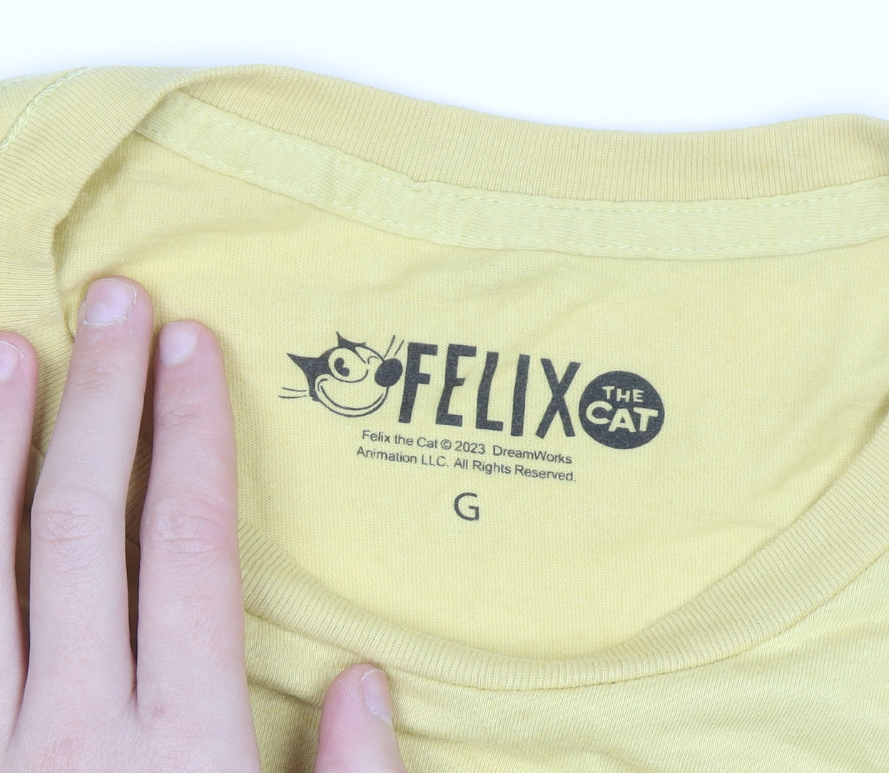 Felix the Cat Men's Yellow Graphic T-Shirt Size L Short Sleeve Cotton