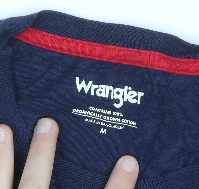 Wrangler Men's Blue Long Sleeve Graphic Cotton T-Shirt Size M