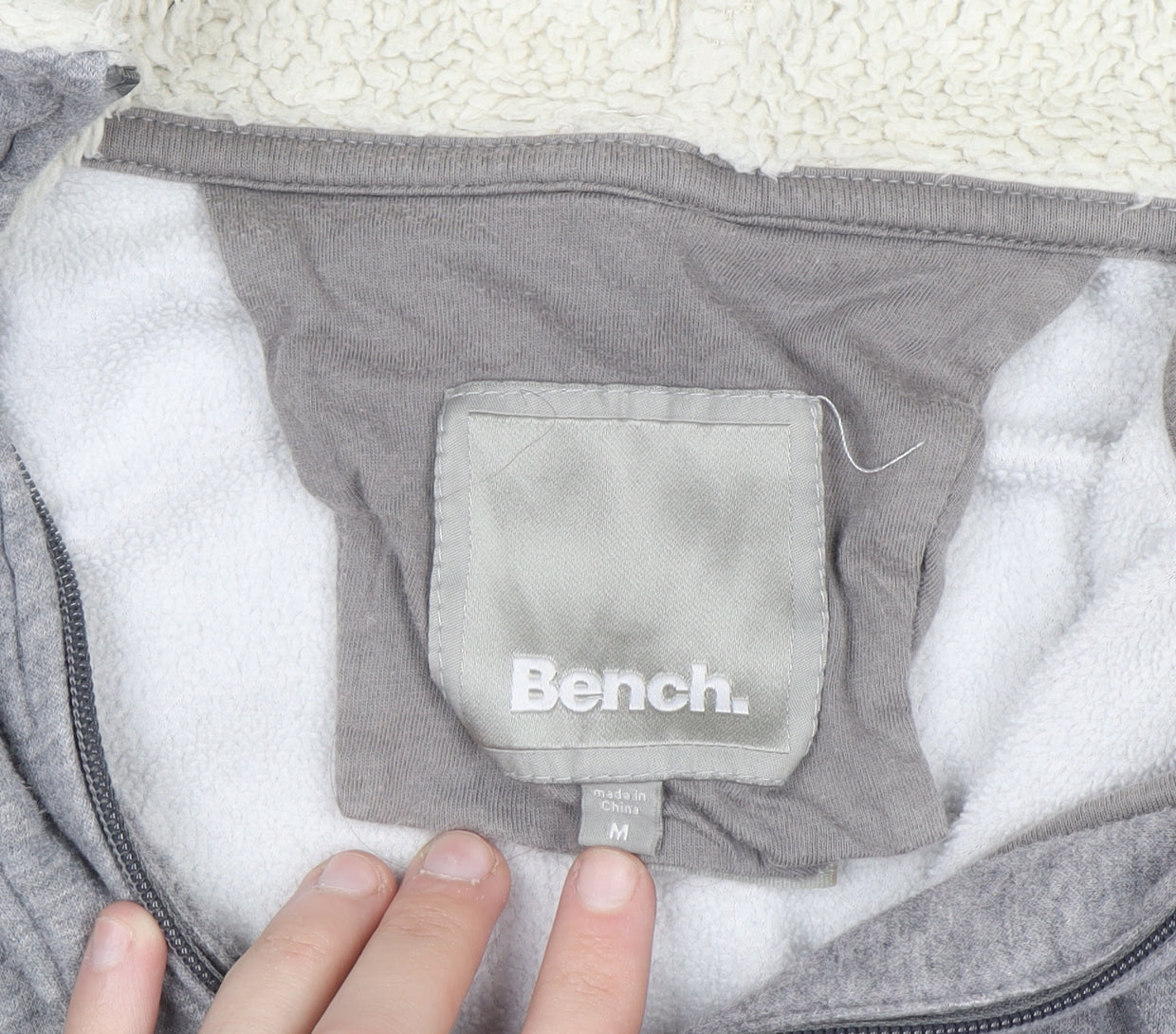 Bench Women Grey Full Zip Hoodie Medium Sherpa Lined Casual