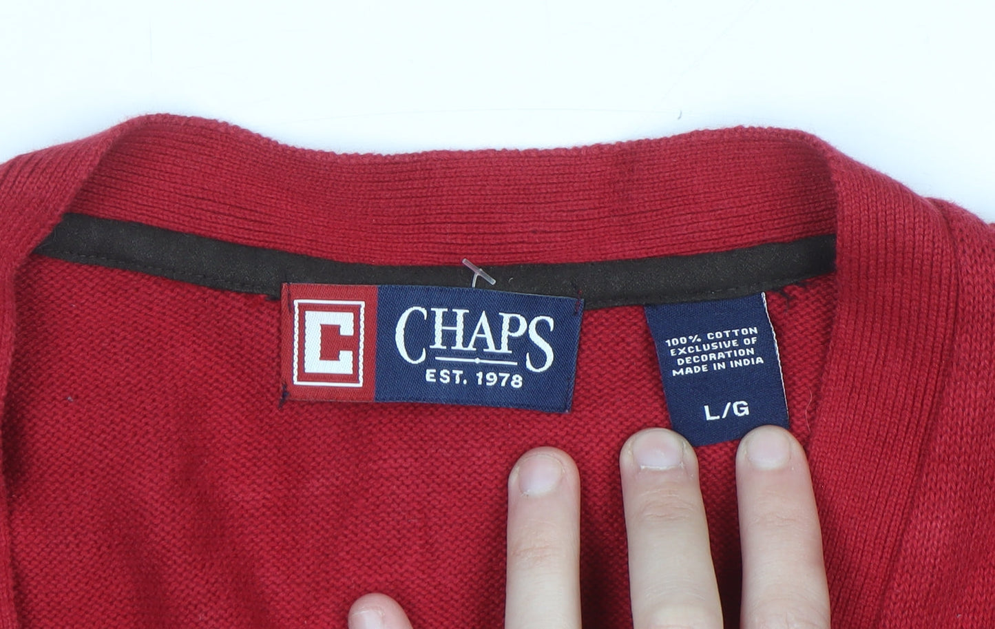 Chaps Men's Red Sleeveless Cotton Button Knit Vest L