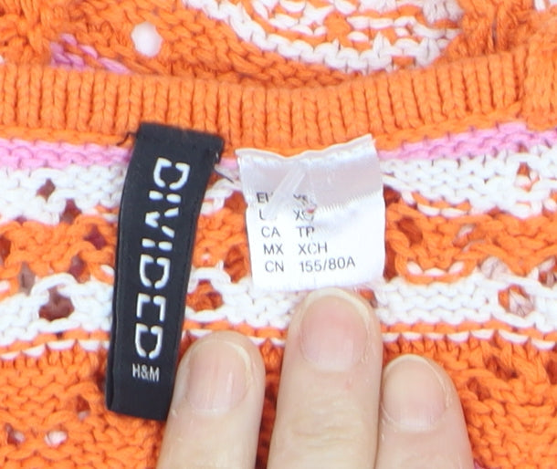 H&M Divided Women’s Orange Crochet Camisole Tank Top XS