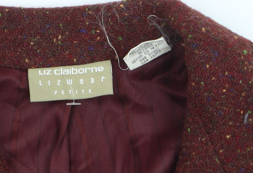 Liz Claiborne Womens Brown Tweed Wool Blazer Petite S Classic Fit