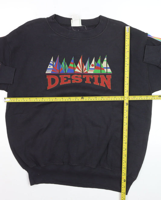 Lee Sport Men's Black Medium Pullover Sweatshirt Destin Graphic Retro