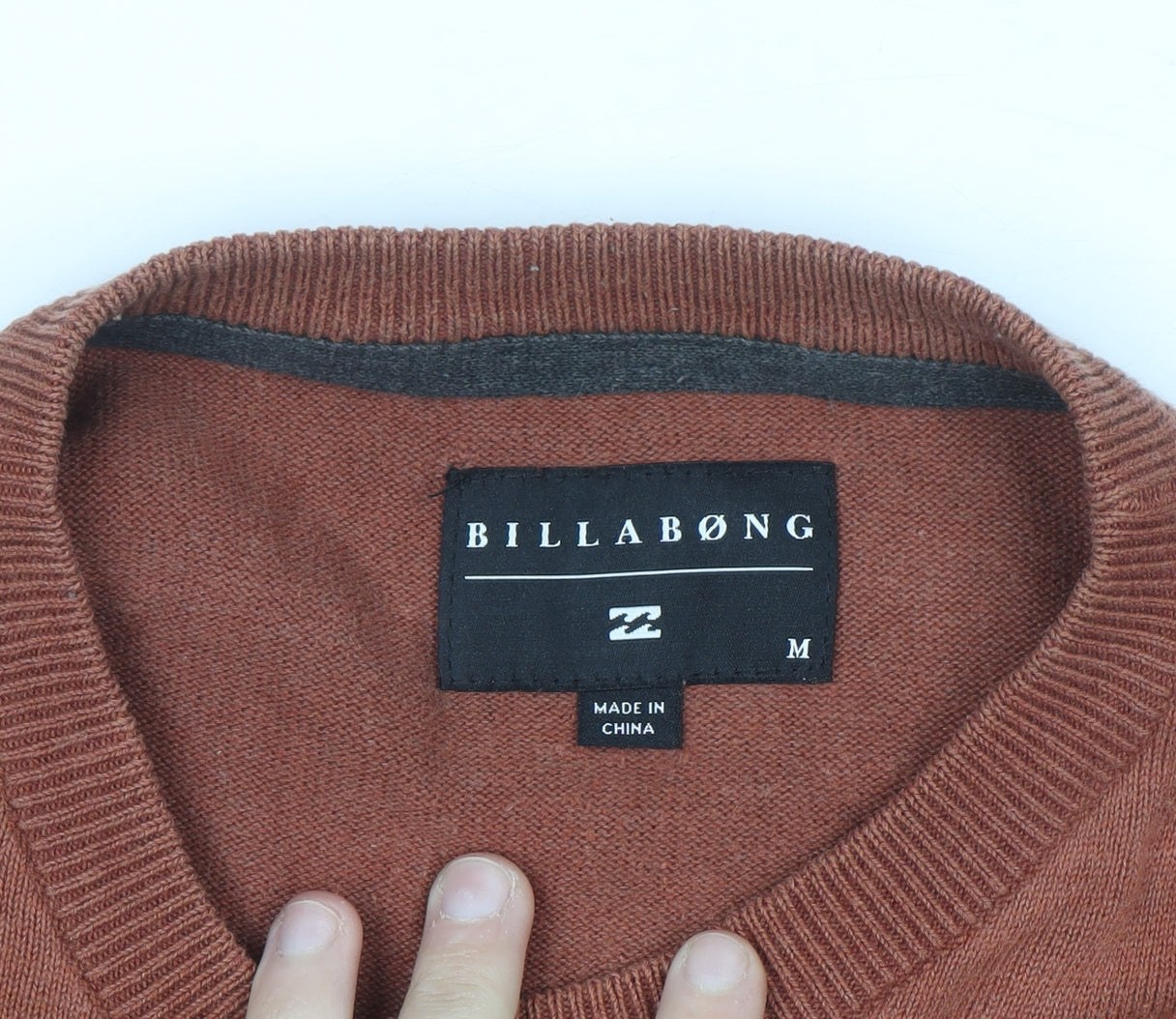 Billabong Men's Brown Cotton Crew Neck Pullover Jumper Size M