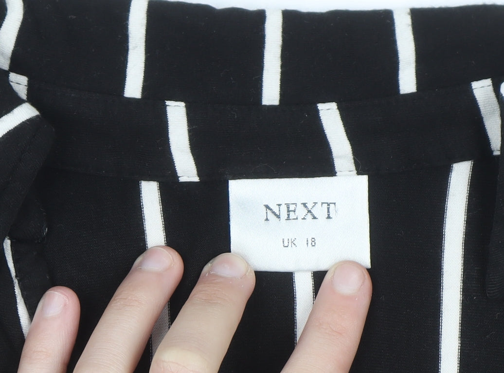 Next Womens Black White Striped Long Sleeve Viscose Blouse UK 18