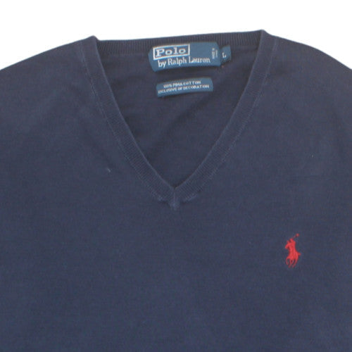 Ralph Lauren Men’s Blue V-Neck Cotton Pullover Jumper L