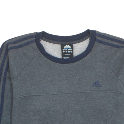 Adidas Mens Grey Pullover Sweatshirt L Logo Crew Neck Sports Top