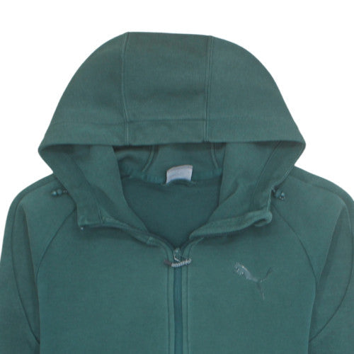Puma Men's Green Full Zip Fleece Hoodie Size L Sportswear