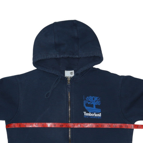 Timberland Men's Blue Full Zip Hoodie Size M Fleece Logo Sweatshirt