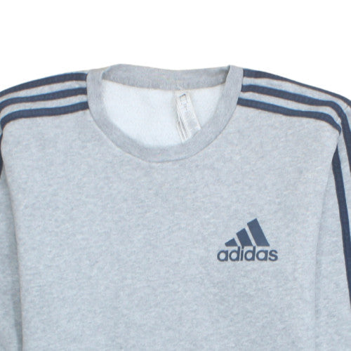 Adidas Mens Grey Crew Neck Pullover Fleece Sweatshirt M