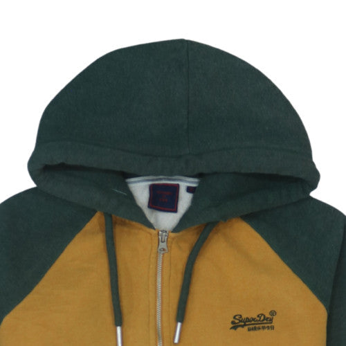 Superdry Men's Green Brown Full Zip Hoodie Size M Regular Fit