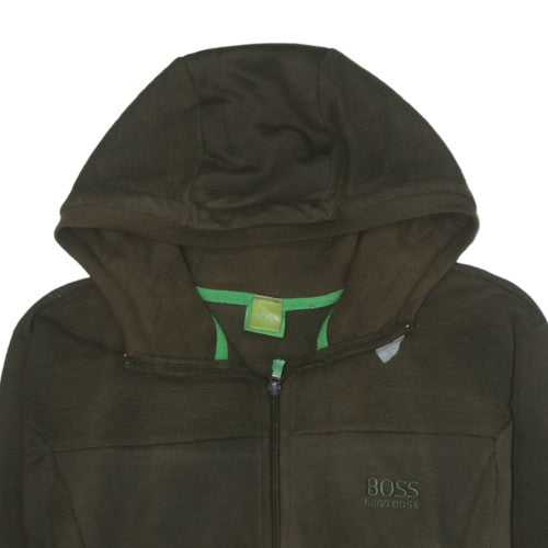 Hugo Boss Mens Green Full Zip Hoodie Fleece Jacket Size M