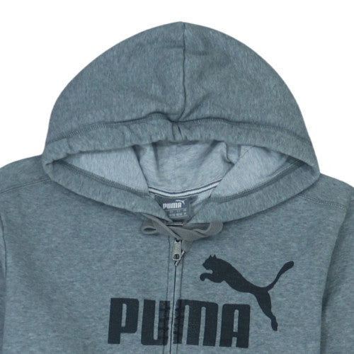 Puma Men's Grey Full Zip Hoodie M Graphic Logo Sportswear