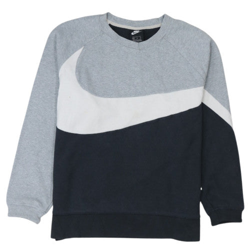 Nike Men's Grey Black XL Pullover Crew Neck Logo Sweatshirt