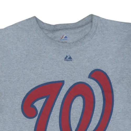 Majestic Men's Grey Washington Nationals Sports Logo T-Shirt Size L