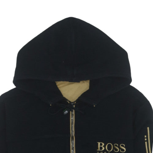 Hugo Boss Men's Black Full Zip Hoodie L Regular Fit Cotton Blend