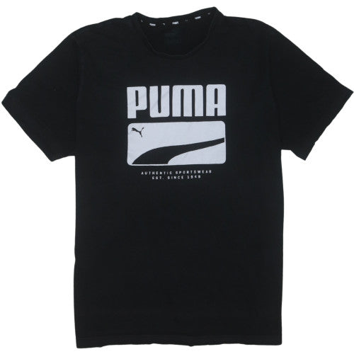 Puma Men's Black Crew Neck Short Sleeve Graphic Print T-Shirt XL
