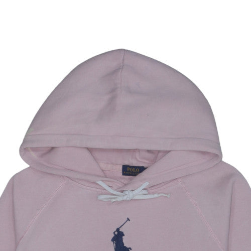 Polo Ralph Lauren Women Pink Pullover Hoodie L Logo Cotton Blend