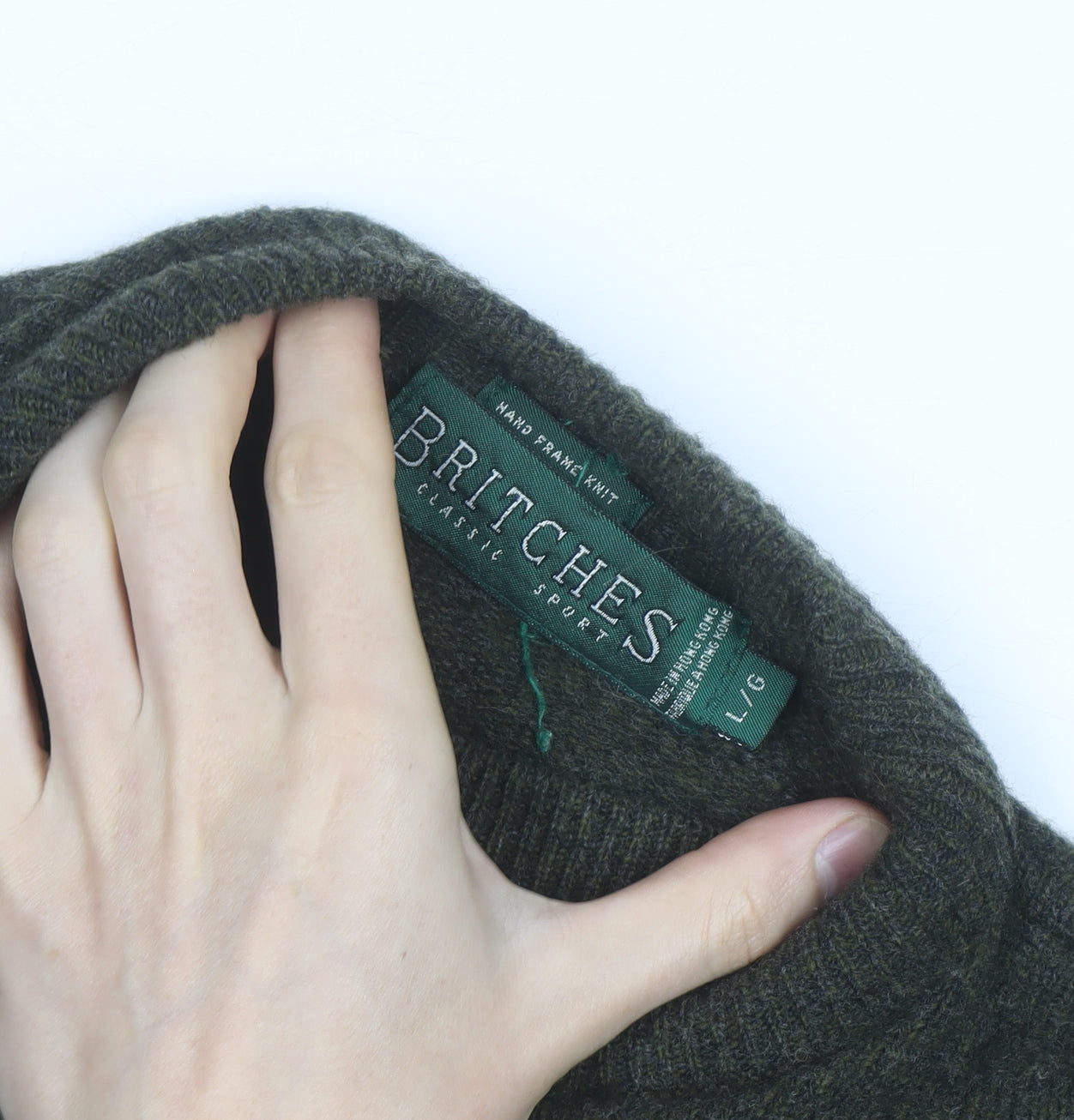 Britches Men’s Green Wool Mock Neck Pullover Jumper Size L