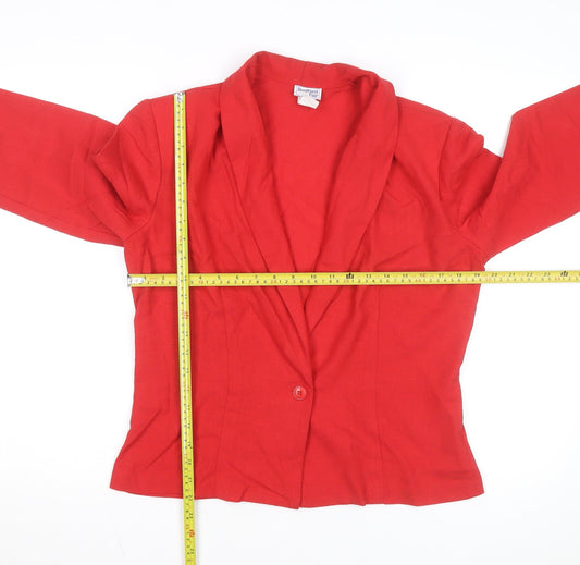 Bedford Fair Women's Red Blazer L Single-Breasted Classic Jacket