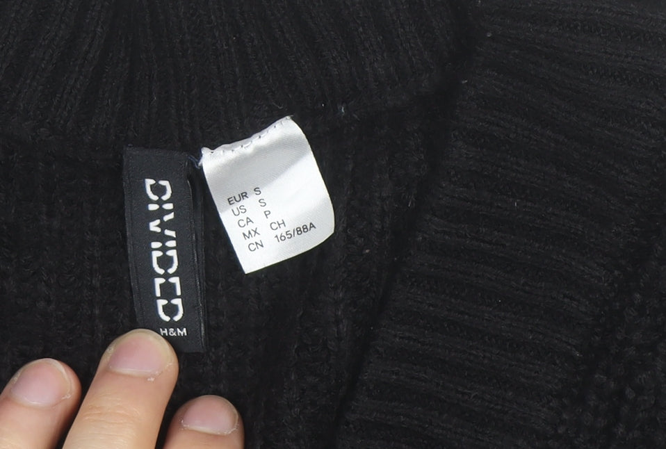 H&M Divided Women's Black Cable Knit V-Neck Cardigan Size 8