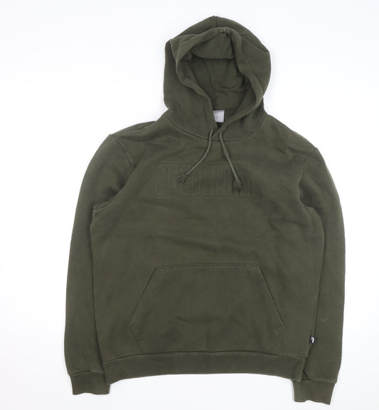 Puma Men's Green Medium Pullover Hoodie Fleece Sweatshirt