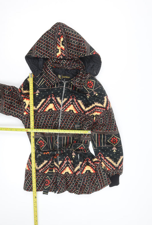 Heller Leisurewear Girls Black Geometric Hooded Puffer Jacket 14-15 Years