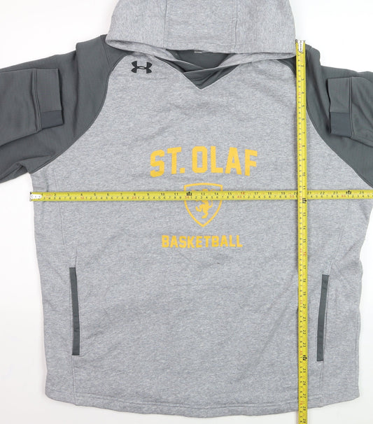 Under Armour Men's Grey ColdGear Pullover Hoodie XL Basketball Graphic