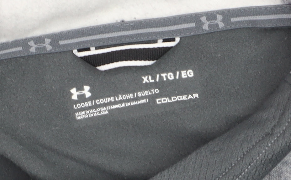 Under Armour Men's Grey ColdGear Pullover Hoodie XL Basketball Graphic