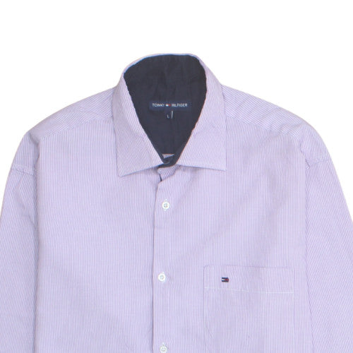 Tommy Hilfiger Men's Purple Striped Dress Shirt Long Sleeve Size L