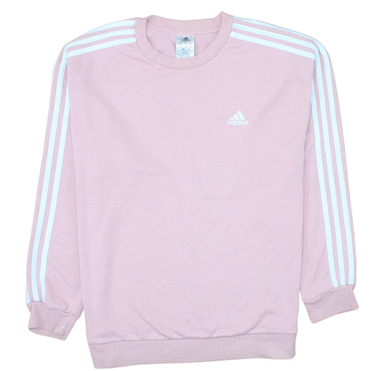 Adidas Men Pink Crew Neck Pullover Sweatshirt M Logo Sportswear