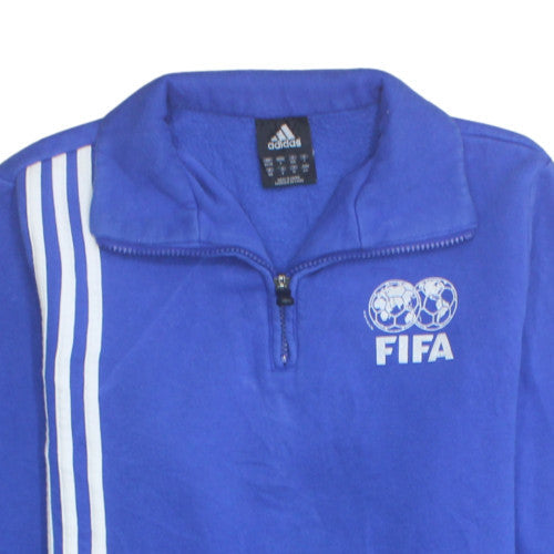Adidas Mens Blue FIFA 1/4 Zip Sweatshirt Small Sports Logo