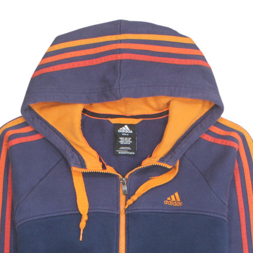 Adidas Men Blue Orange Full Zip Hooded Sweatshirt Size M