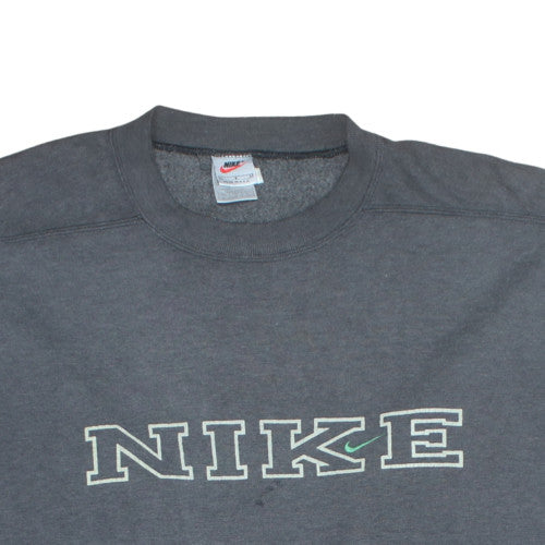 Nike Women's Grey Pullover Sweatshirt L Classic Logo Crew Neck