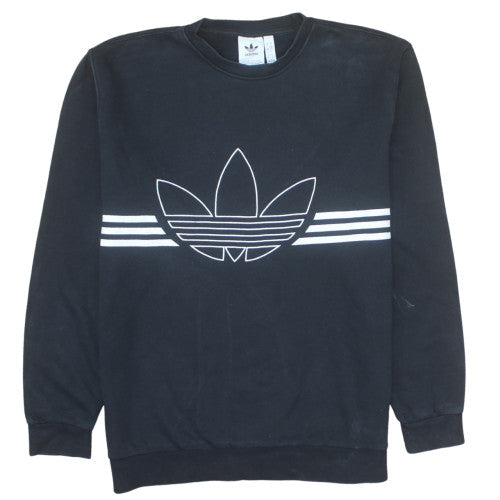 Adidas Mens Black Crew Neck Logo Sweatshirt Size L