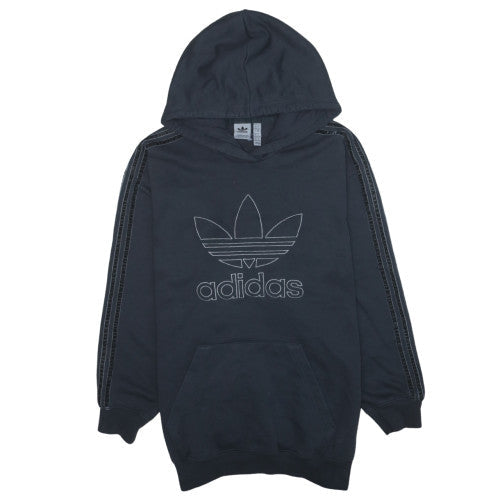 Adidas Womens Black Full Zip Hoodie Size 8-10 Hooded Logo Sweatshirt