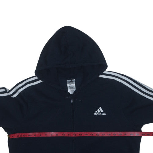 Adidas Mens Black XL Full Zip Fleece Hoodie with Embroidered Logo