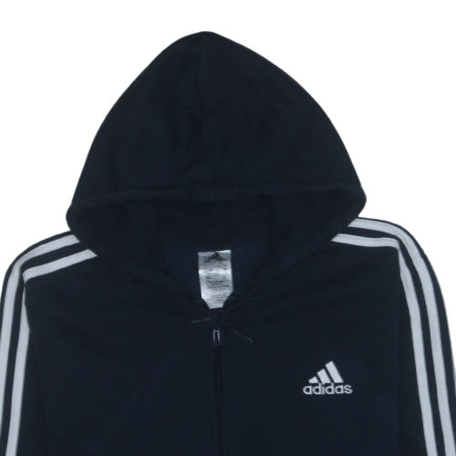 Adidas Mens Black XL Full Zip Fleece Hoodie with Embroidered Logo