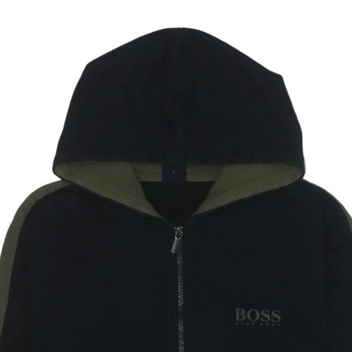 Hugo Boss Mens Black Full Zip Logo Hoodie Size L