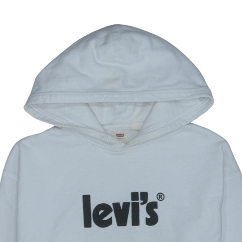 Levi's Men's White Pullover Hoodie L Relaxed Fit Logo Sweatshirt