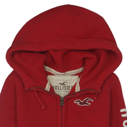 Hollister Men's Red Full Zip Hoodie M Cotton Blend Casual Sweatshirt